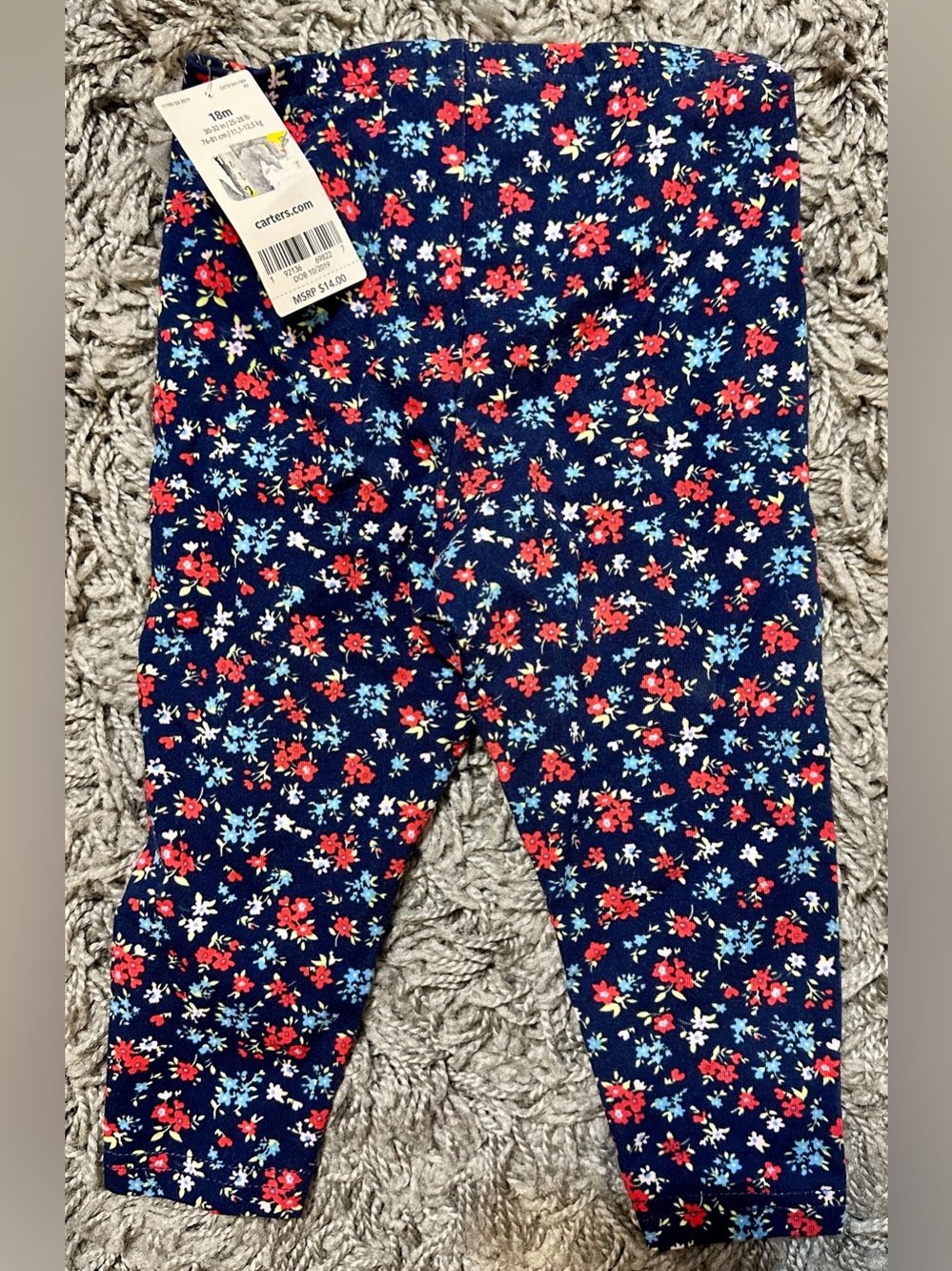 Carter's Navy Floral Baby Leggings with Red and Light Blue Flowers